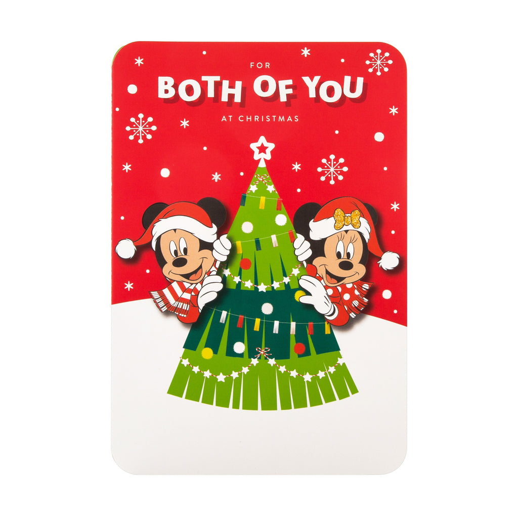 Christmas Card for Both of You - Cute Disney™ Mickey Mouse and Minnie Mouse Design with Silver Foil