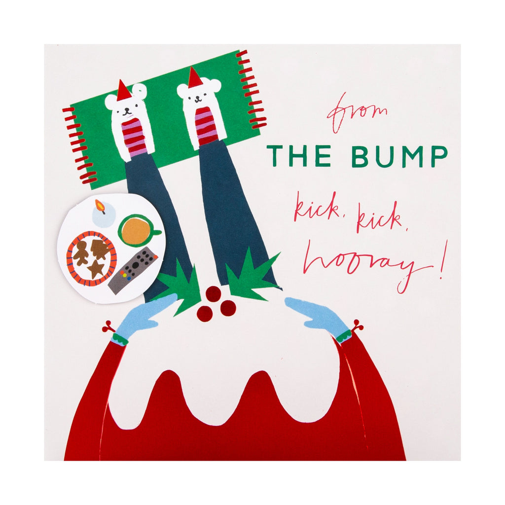 Christmas Card for New Baby - Fun Pudding Sweater Contemporary Design