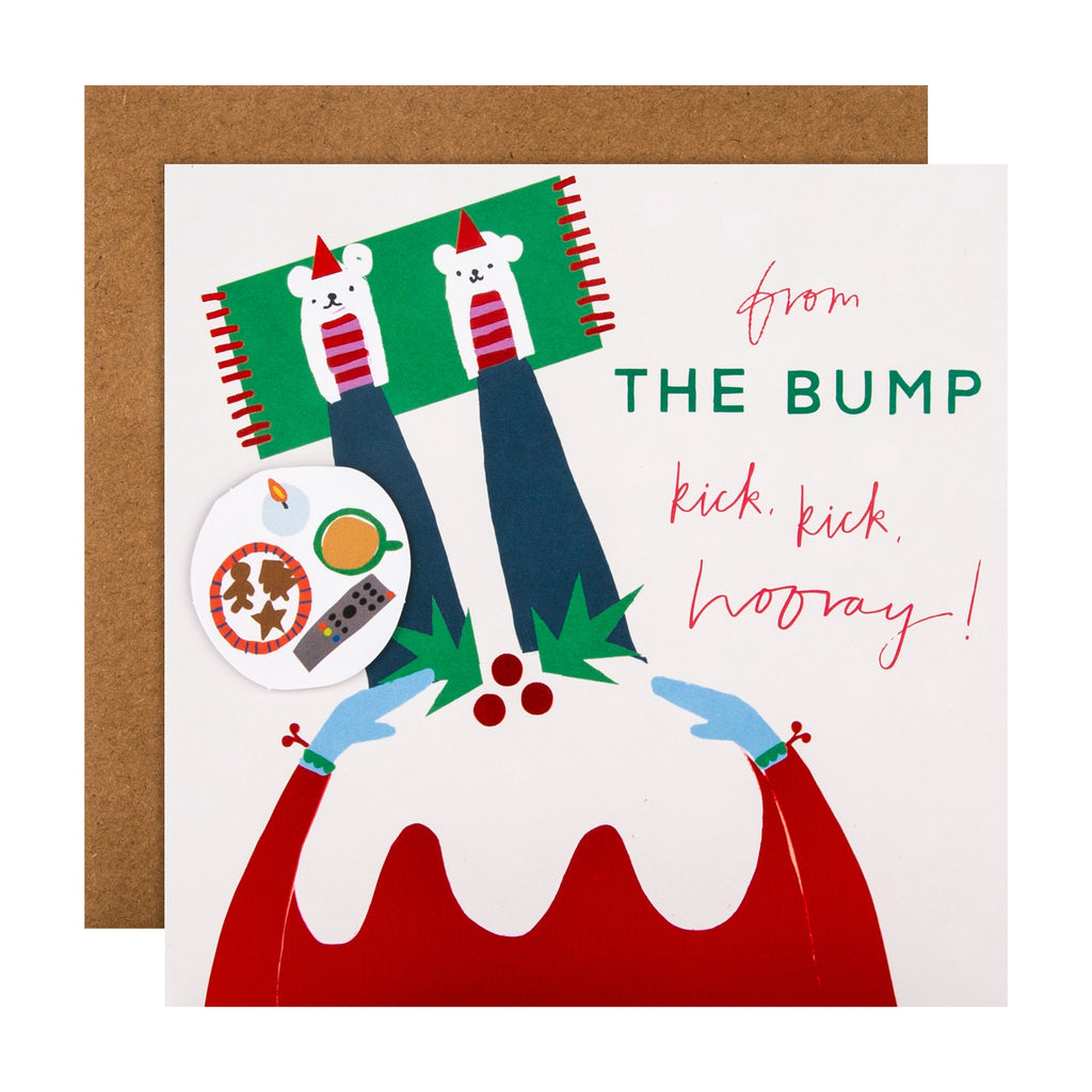 Christmas Card for New Baby - Fun Pudding Sweater Contemporary Design