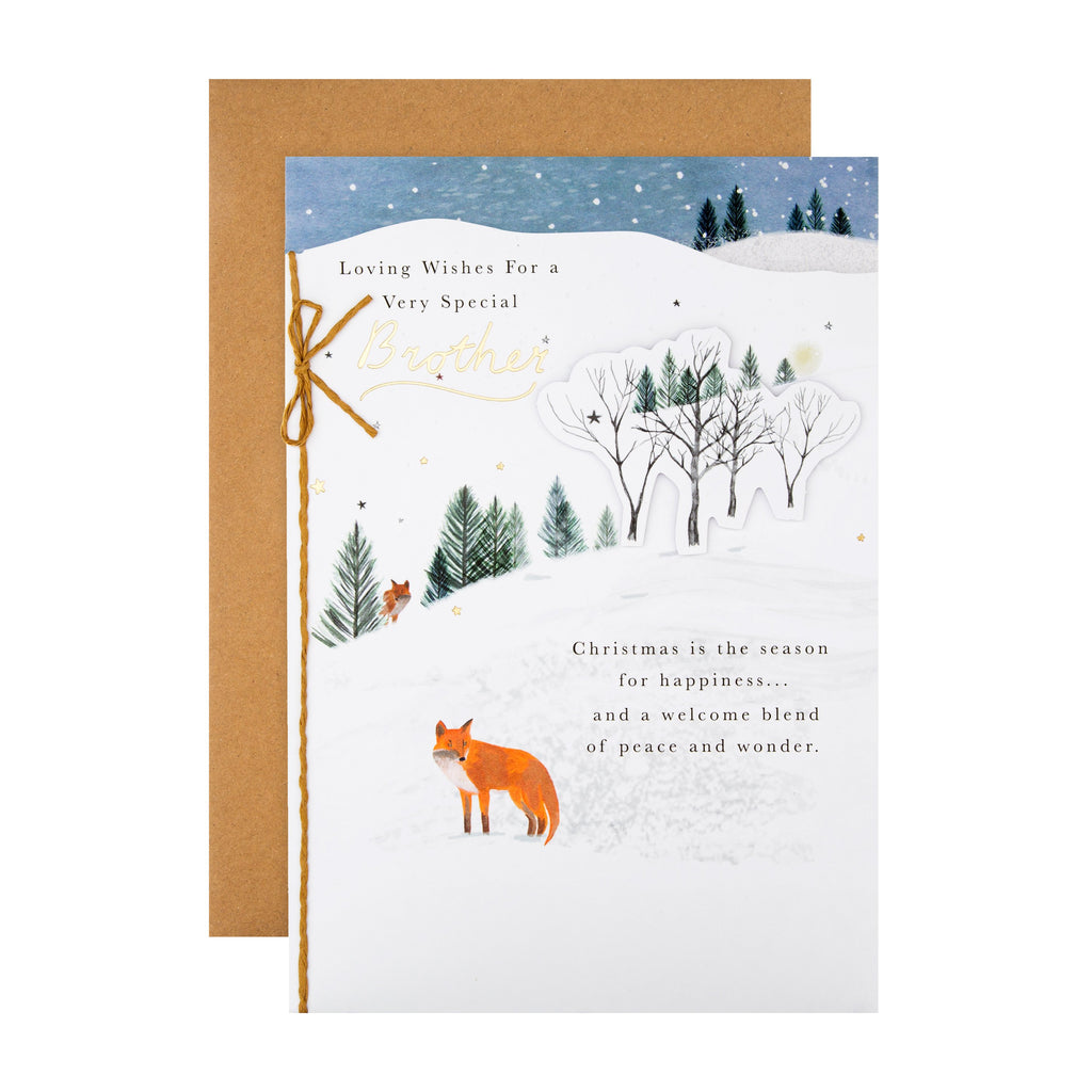 Christmas Card for Brother - Die-Cut Illustrated Design