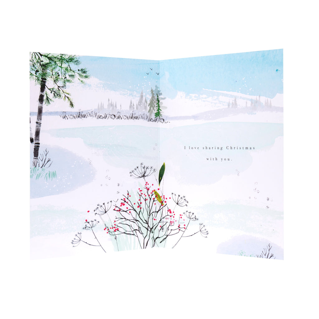 Christmas Card for Husband - Contemporary Illustrated Winter Scene Design
