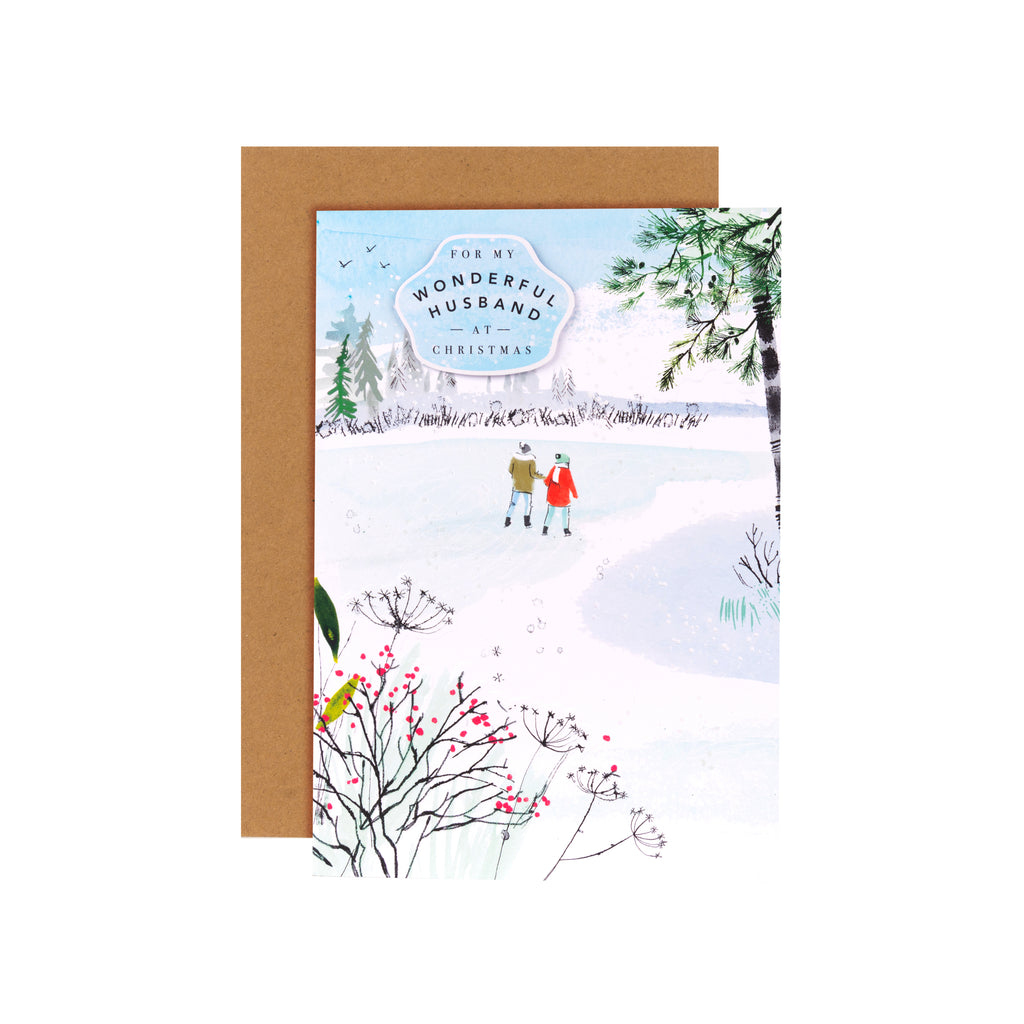 Christmas Card for Husband - Contemporary Illustrated Winter Scene Design