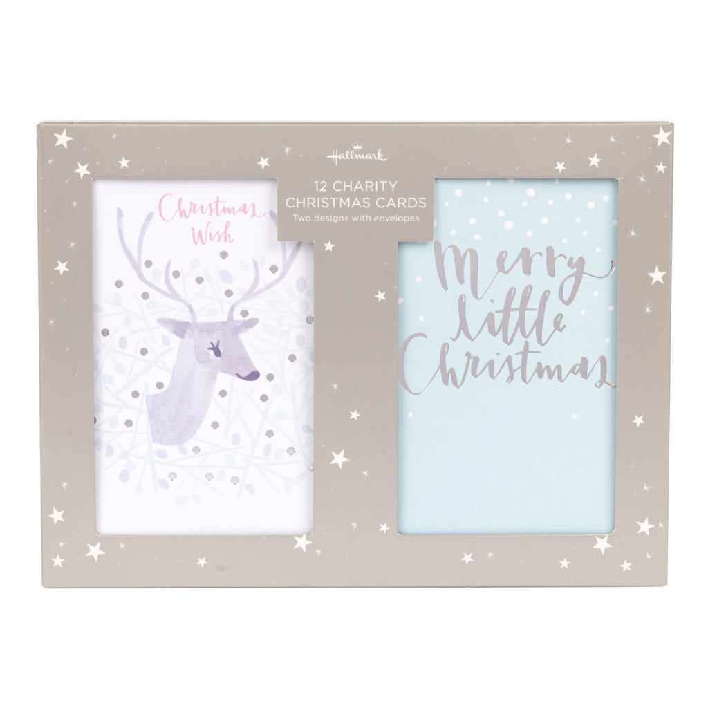 Charity Christmas Cards - Pack of 12 in 2 Stylish Contemporary Designs with Silver Foil