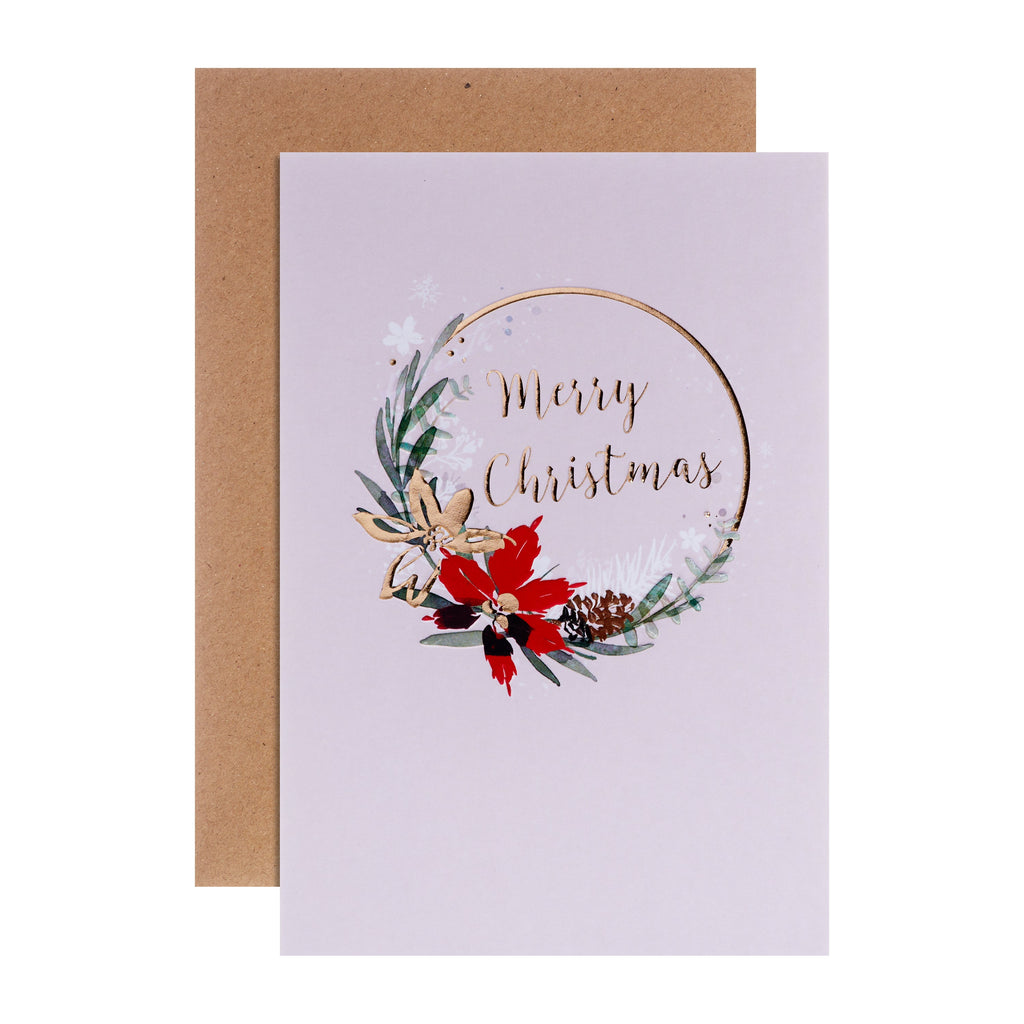 Traditional Christmas Card - Classic, Elegant Wreathl Design