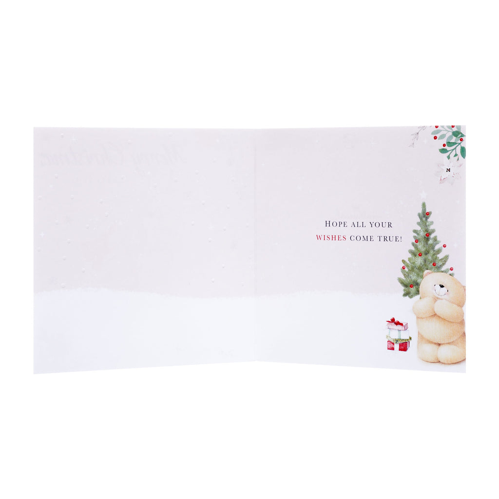 Cute Forever Friends Christmas Card - Classic Seasonal Design with Gold Foil Details
