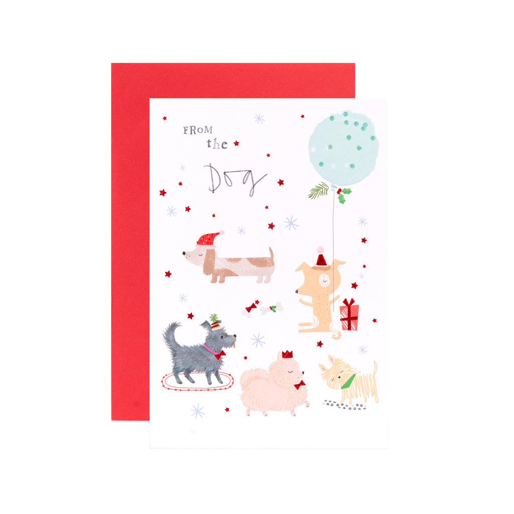 Christmas Card from the Dog - Cute Illustrated and Embossed Design
