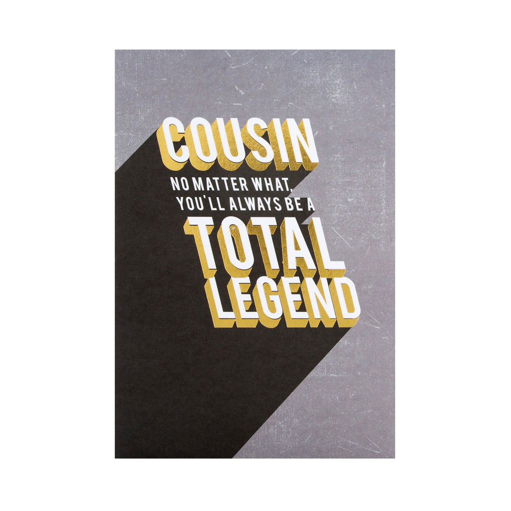 Multi-Occasion Charity Card for Cousin - Contemporary Text Based Design in Partnership with Andy's Man Club