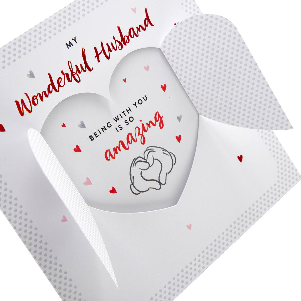 Valentine's Card for Husband - Cute Disney Mickey and Minnie Mouse Design with Red Foil