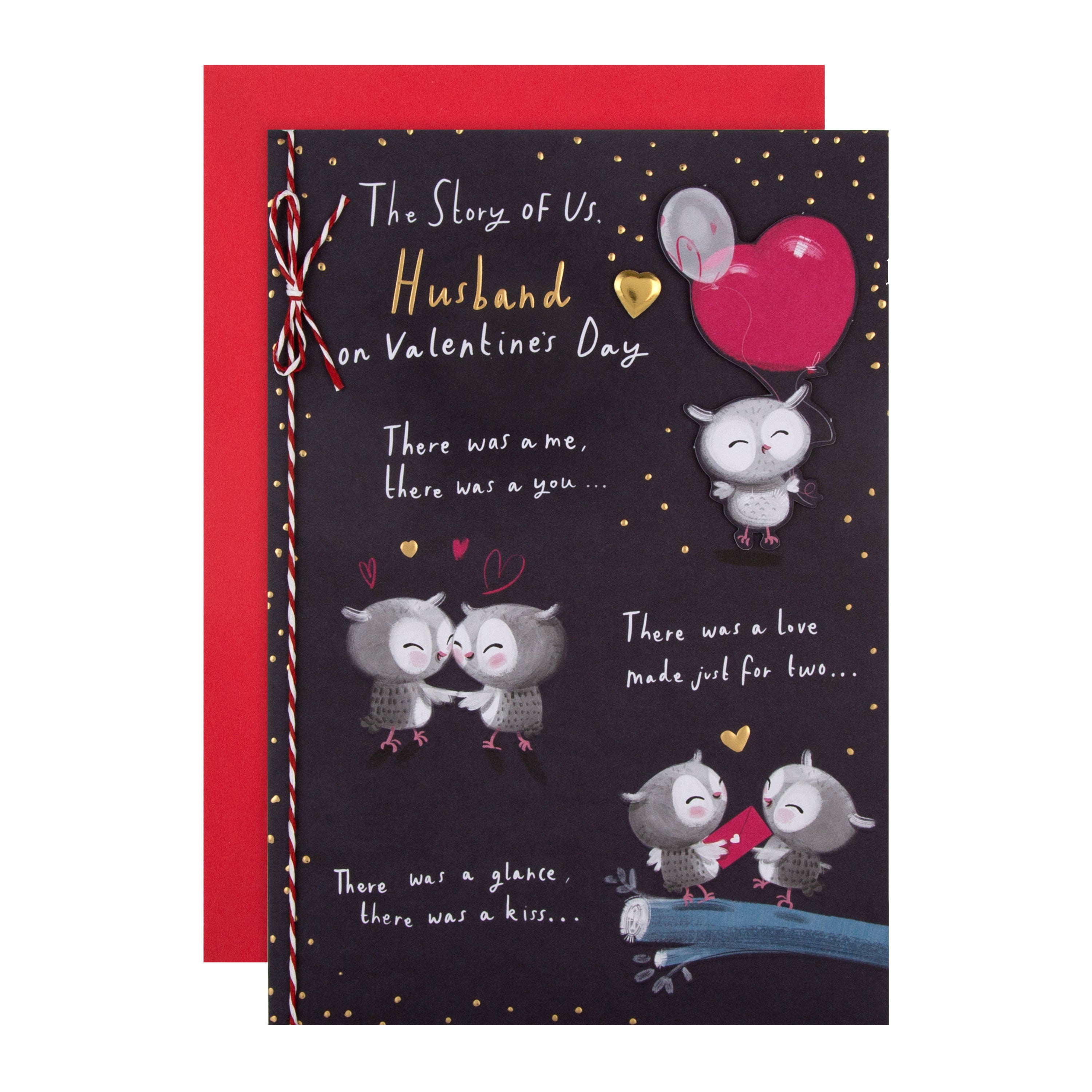 Valentines Day Card Husband Cute Cartoon Owls Design Foil 3D Add On
