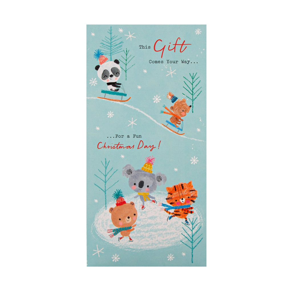 Christmas Money Wallet Pack - 4 Cards in 2 Cute Winter Animal Designs