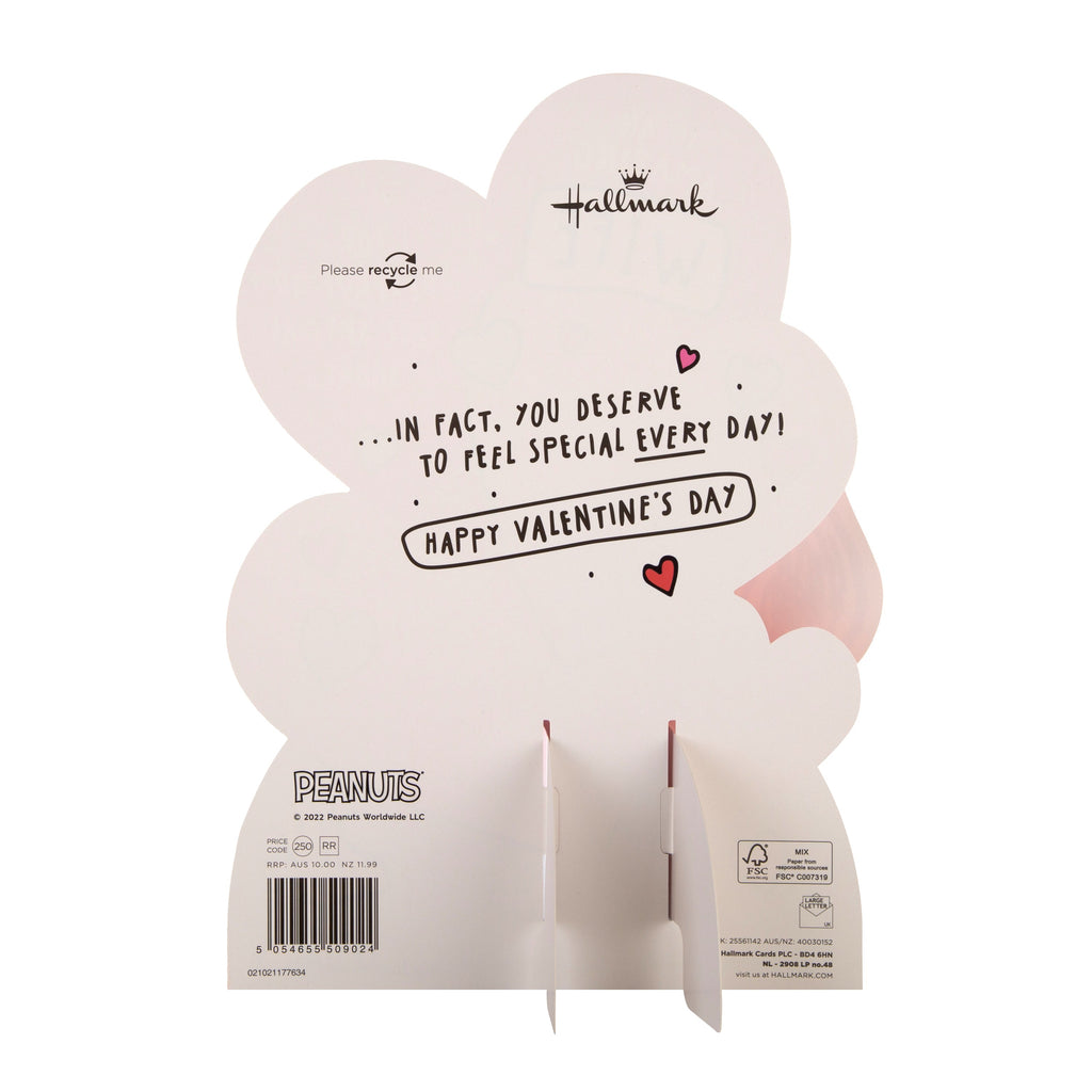 3D Valentine's Day Card for Wife - Cute Peanuts Snoopy Love Heart Design