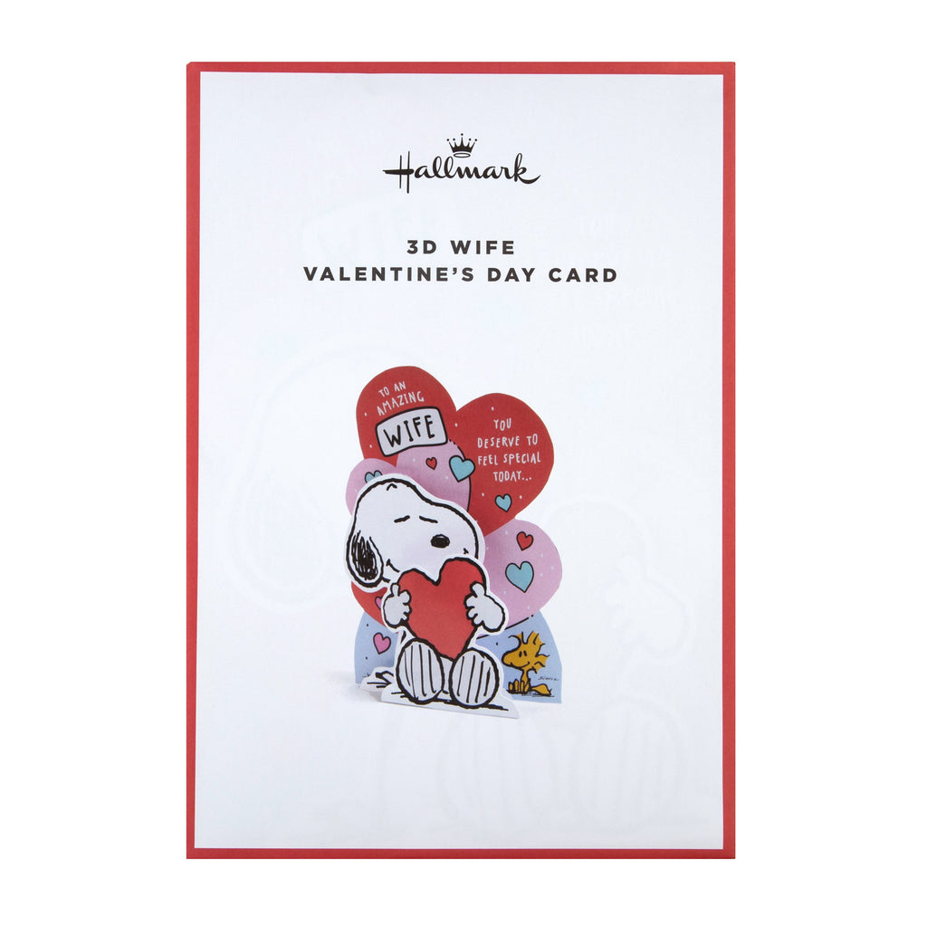 3D Valentine's Day Card for Wife - Cute Peanuts Snoopy Love Heart Design