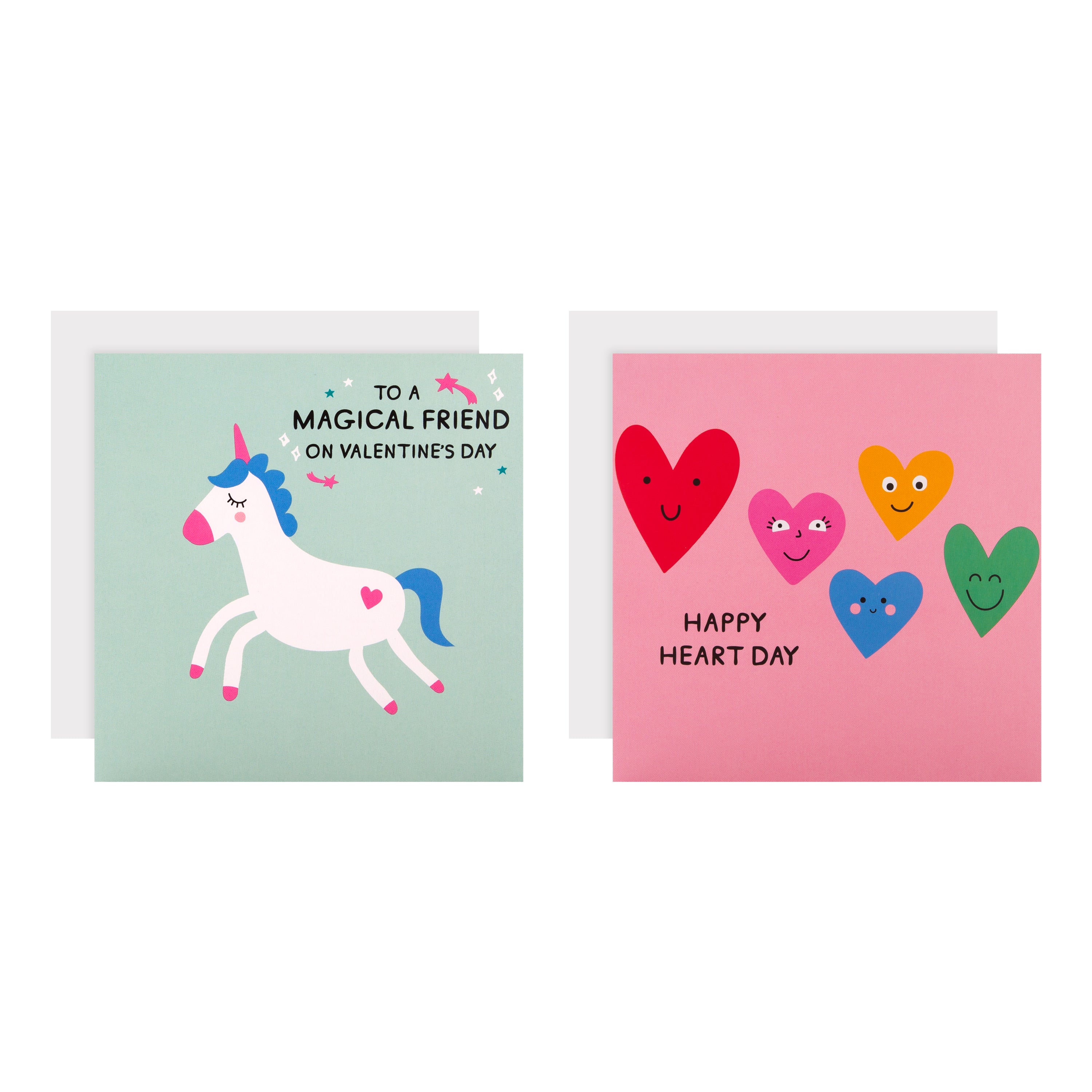 Valentines Day Cards Friends Pack 10 Cards 2 Colourful Designs