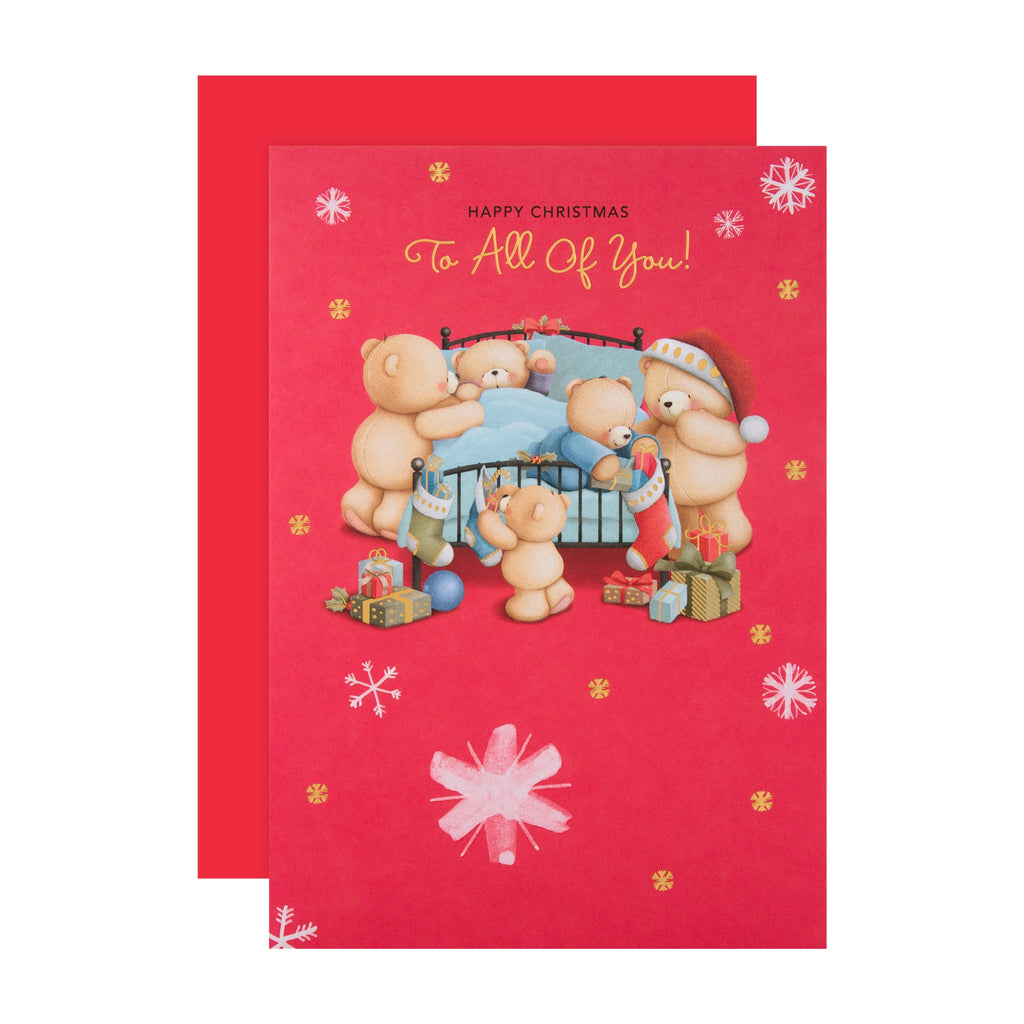 Christmas Card to All - Cute Forever Friends Together Design with Gold Foil