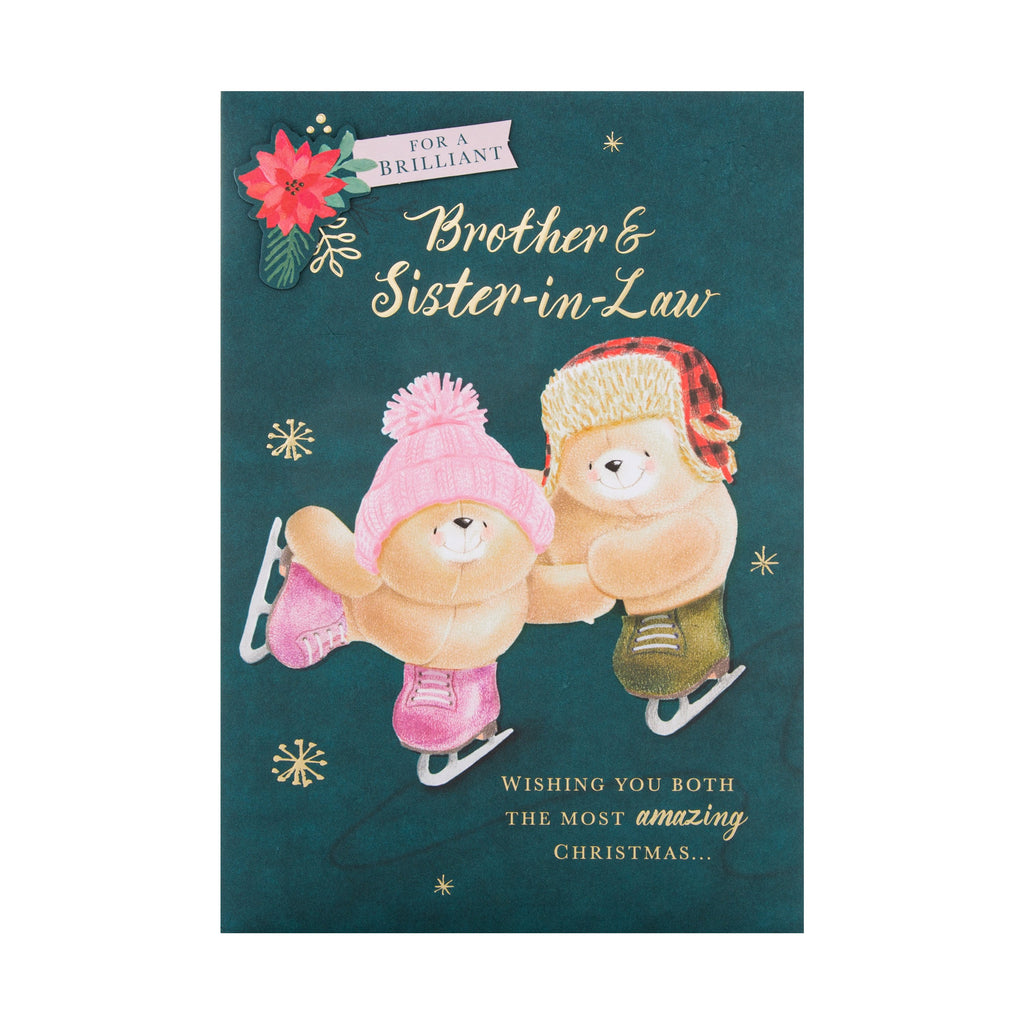 Christmas Card for Brother and Sister-in-Law - Cute Forever Friends Design
