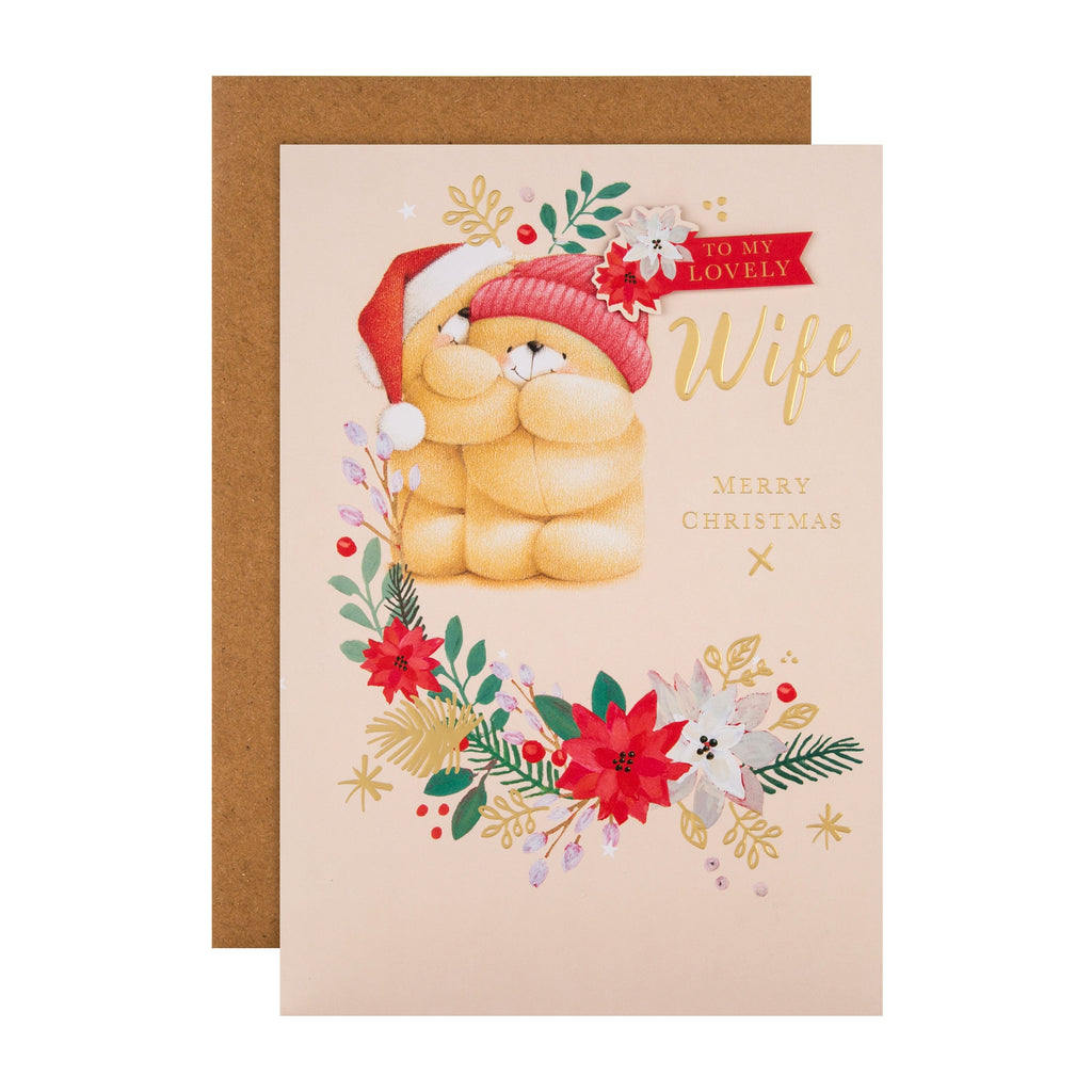 Biglietto Di Natale Hallmark Per Moglie - Forever Friends Con Cuori E Dettagli In Rilievo 22,8x15,9 Cm
