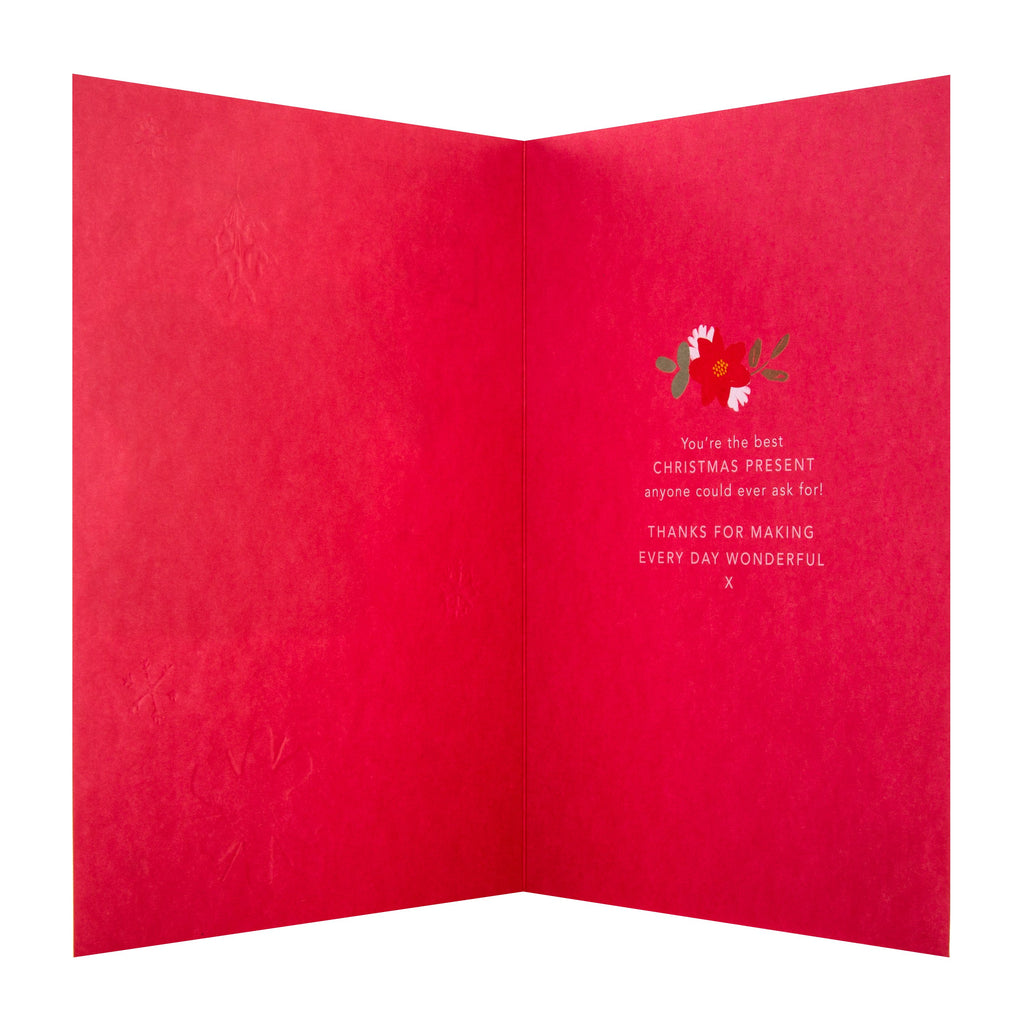 Christmas Card for The One I Love - Cute Mistletoe Kiss Forever Friends Design with 3D Add On and Attachments