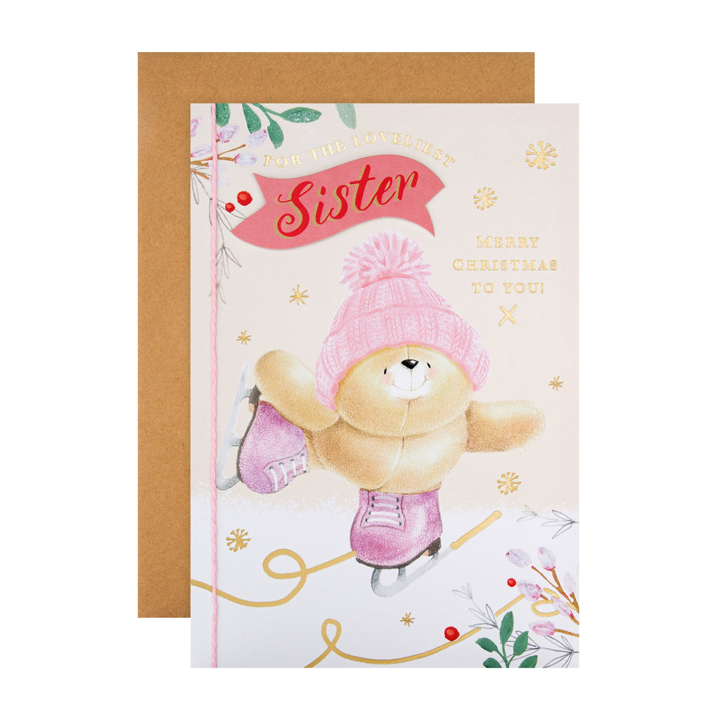 Christmas Card for Sister - Cute Forever Friends Design
