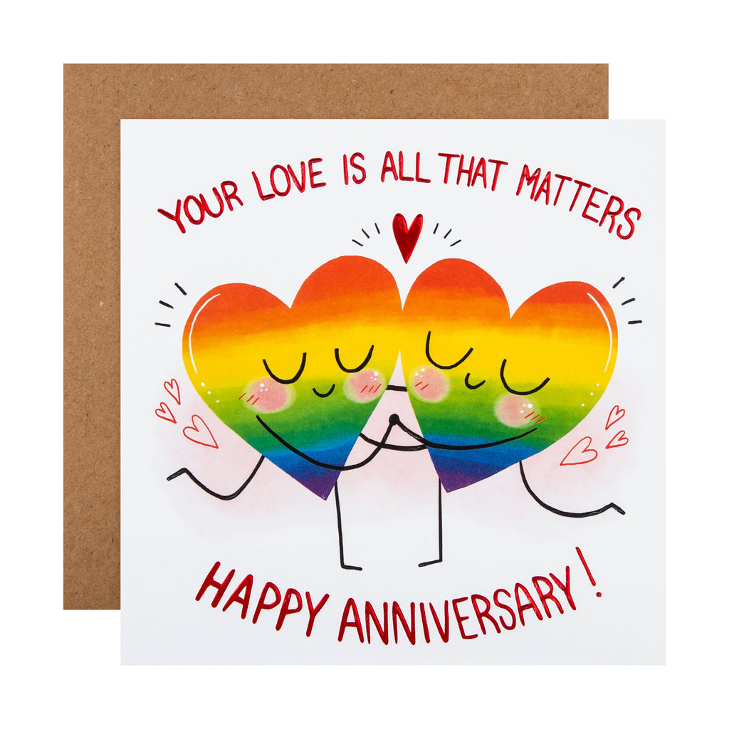 Anniversary Card - Madebysoph, Spotted Collection, Rainbow Hearts Design