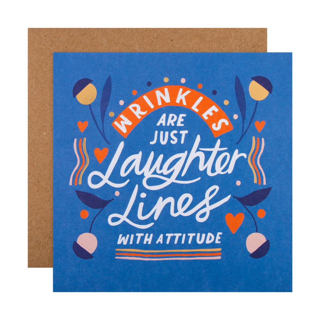 Birthday Card  - Contemporary Text Based Laughter Lines Design