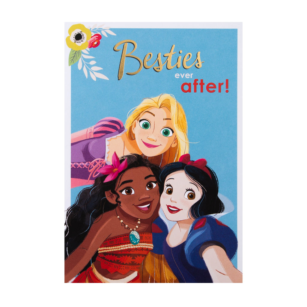 Any Occasion Card for Friend - Disney Princess Design Featuring Rapunzel, Moana and Snow White