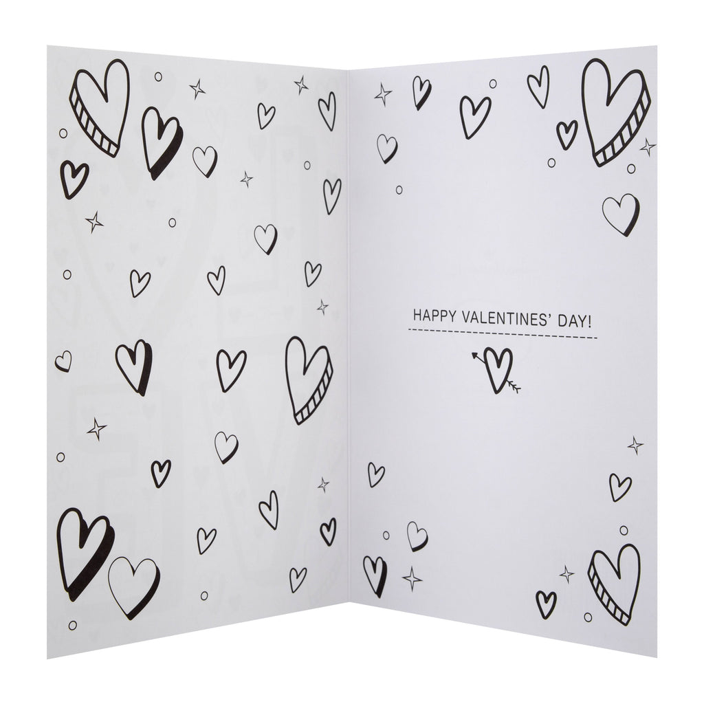 Kids Valentine's Day Card - Fun Crayola Colour In Design with Red Foil
