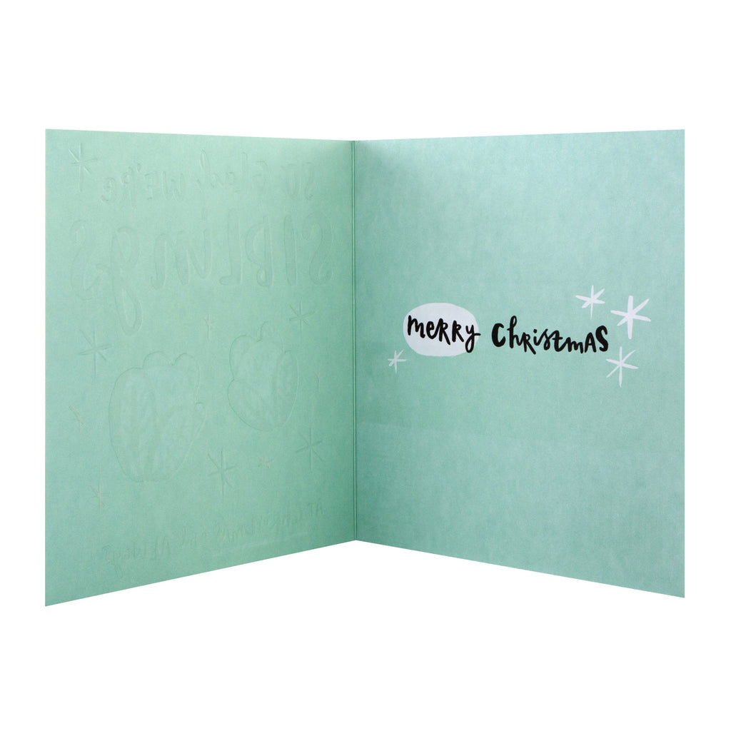 Christmas Card for Sibling - Jordan Wray, Spotted Collection, Happy Sprouts Design with Silver Foil