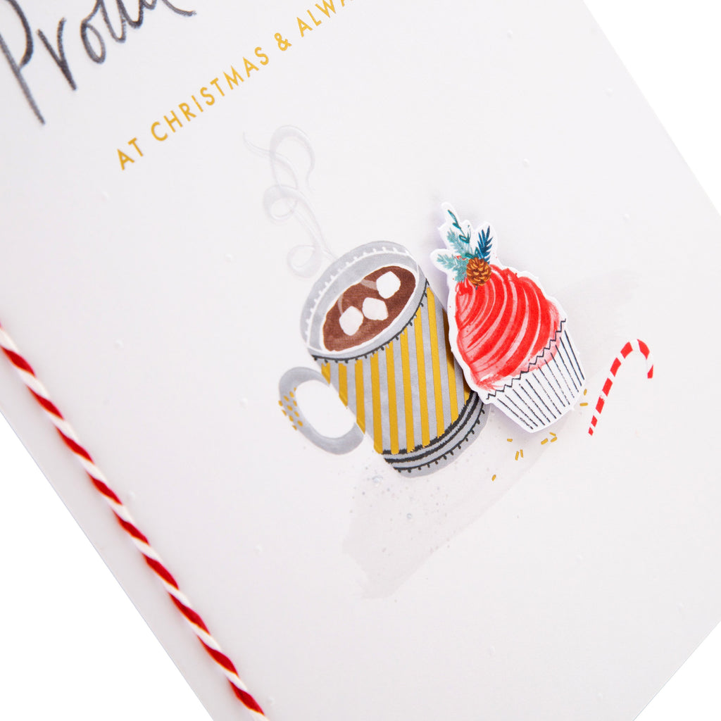 Supportive Christmas Card from Parents - Traditional Hot Chocolate Design with 3D Add On and Gold Foil