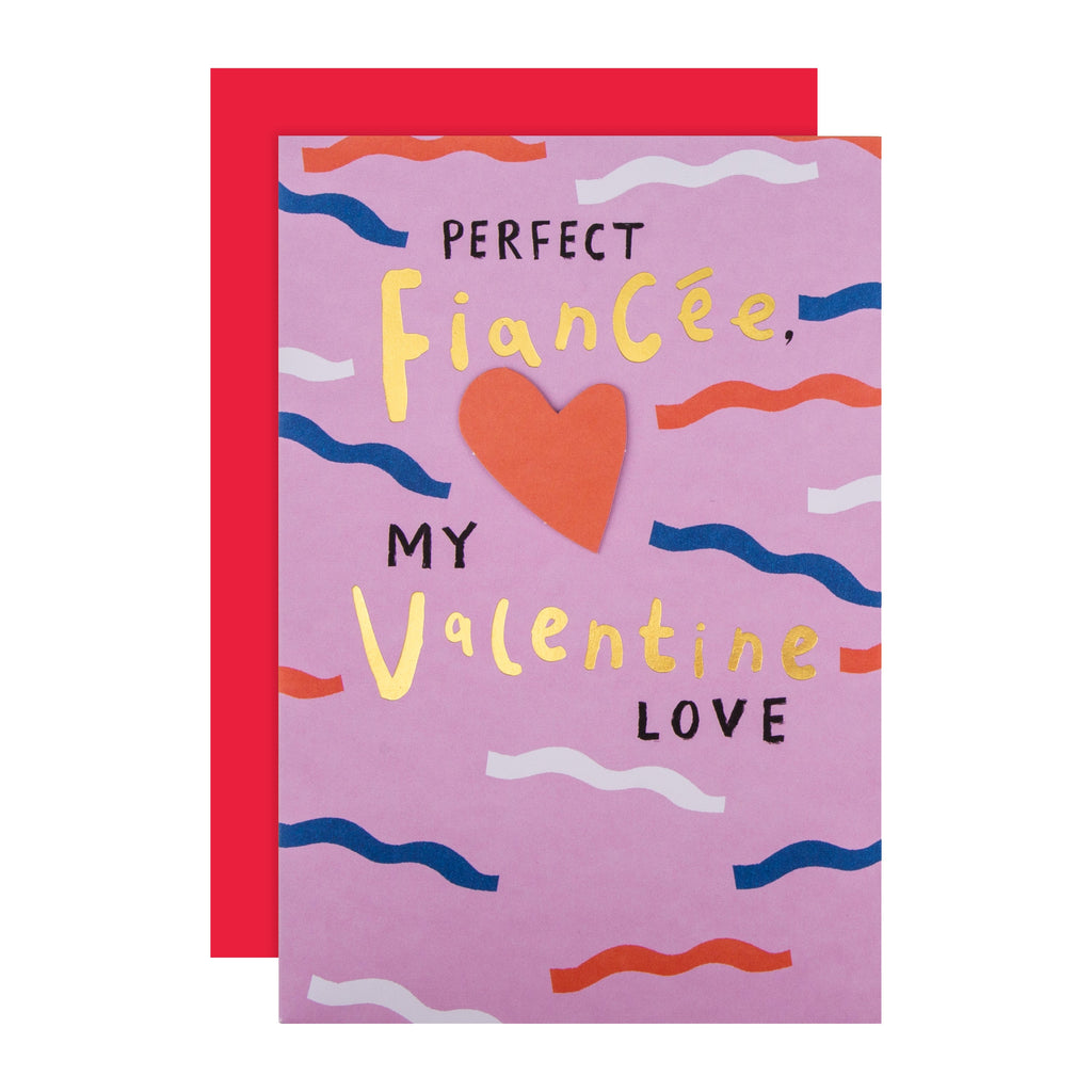 Valentine Card for Fiancee - Contemporary Perfect Love Design with Gold Foil and 3D Add On