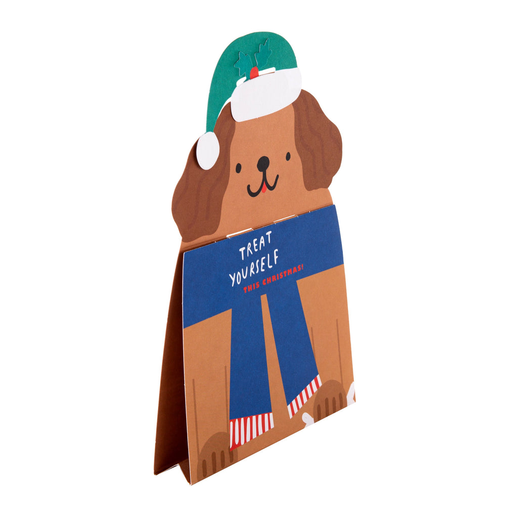 General Christmas Card - Cute Die Cut Festive Dog Design