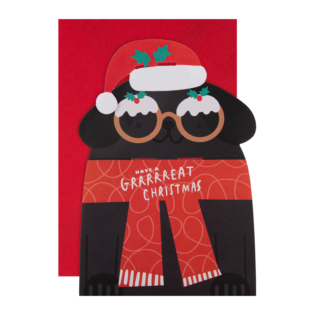 General Christmas Card - Cute Die Cut Funny Dog Design