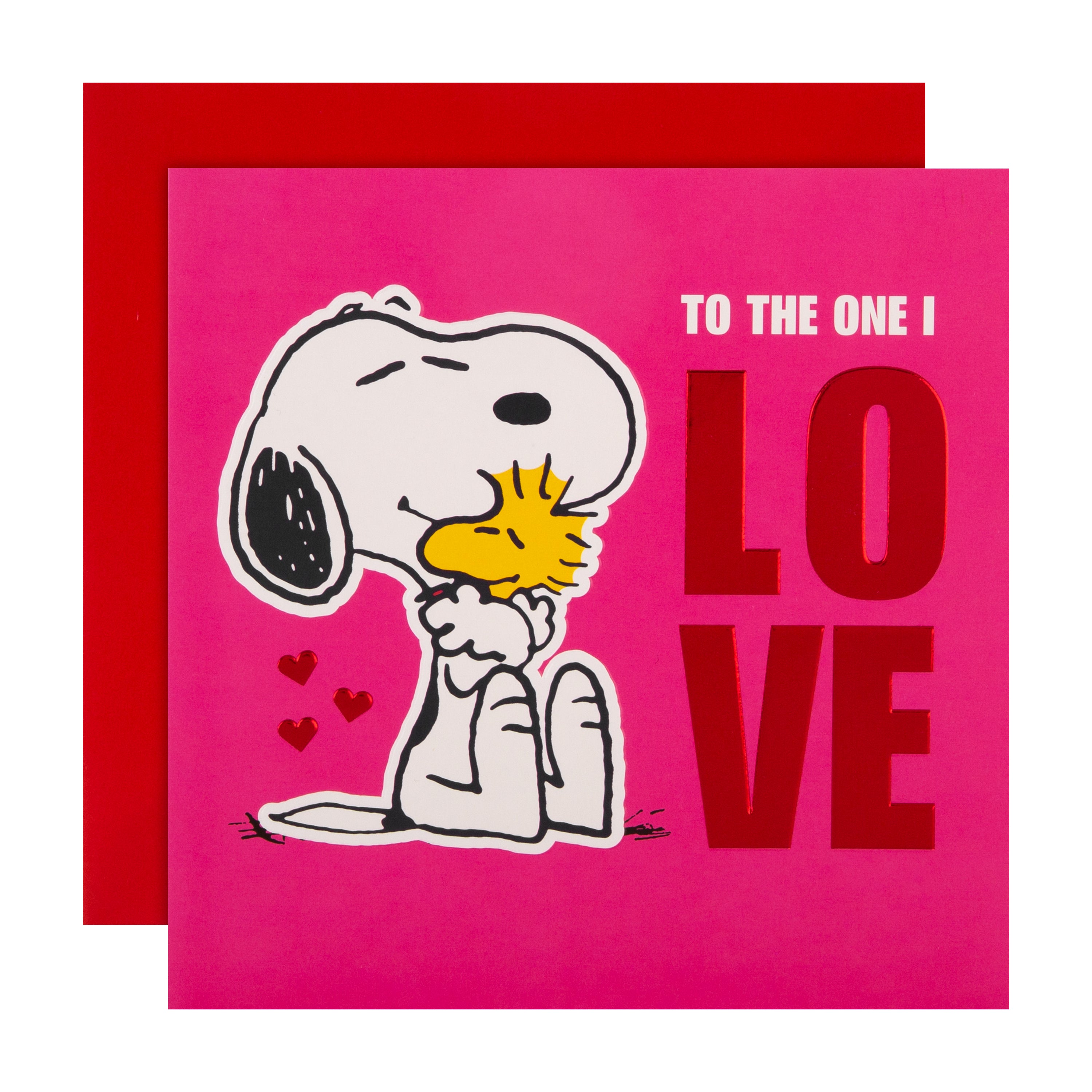 Valentines Day Card One I Love Cute PEANUTS™ Hug Design Foil