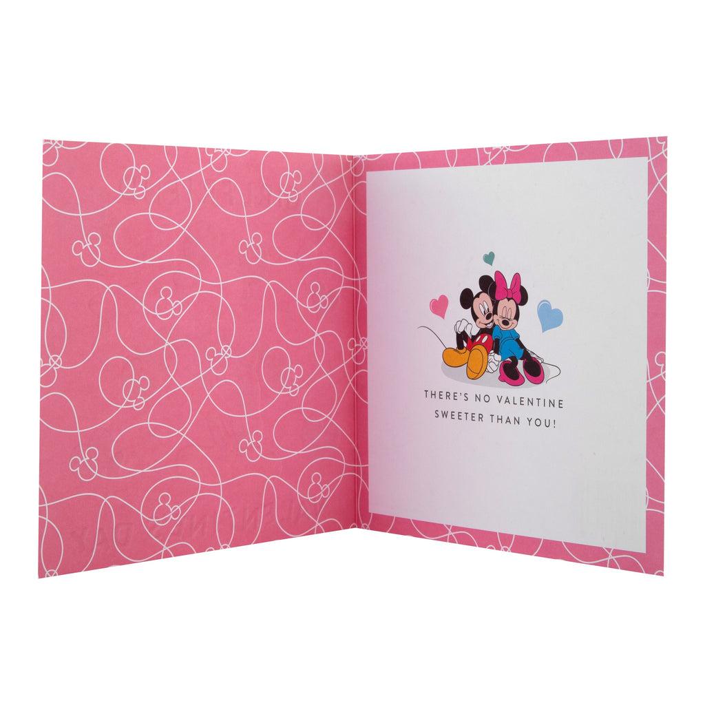 Valentine's Day Card for Girlfriend - Cute Disney Mickey and Minnie Mouse Design with Silver Foil