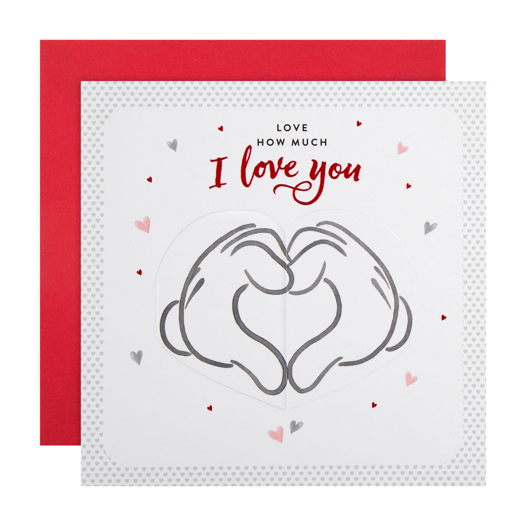 General Valentine's Day Card - Cute Disney Mickey and Minnie Mouse Design with Red Foil and Gate Fold Details