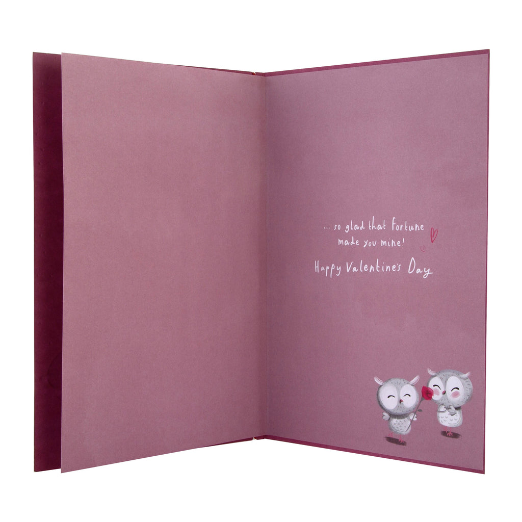 Valentine's Day Card for Soulmate - Cute Cartoon Owls Design with Gold Foil and 3D Add On