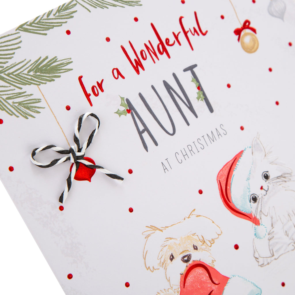 Christmas Card for Aunt - Cute Poppy & Frank Festive Design