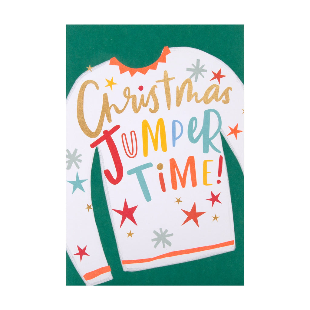 General Christmas Card - Contemporary Jumper Time Self Seal Design
