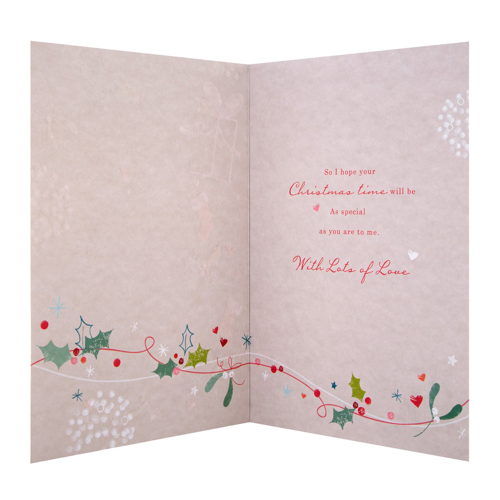 Christmas Card for Boyfriend - Classic Festive Verse Design with Silver Foil