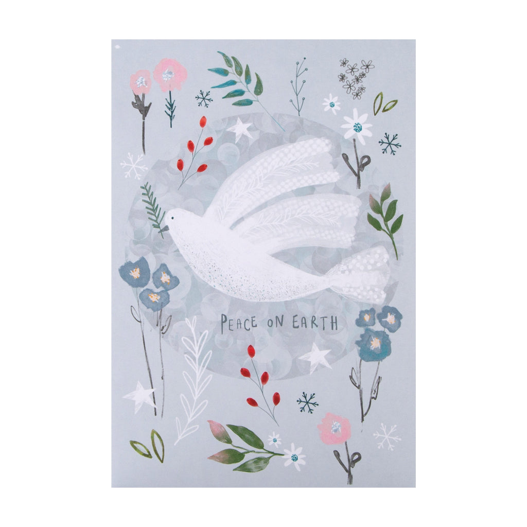 General Christmas Card - Contemporary Peace Dove Self Seal Design