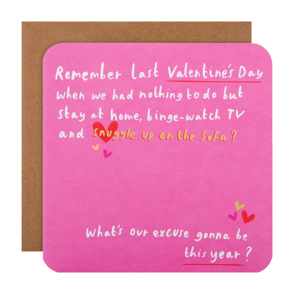 General Valentine's Day Card - Funny Staying In Design with Gold Foil