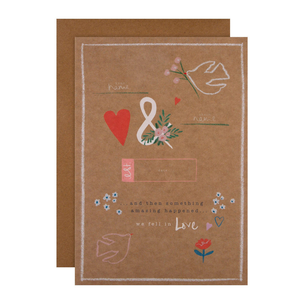 General Valentine's Day Card - Personalisable Design with Sticker Sheet