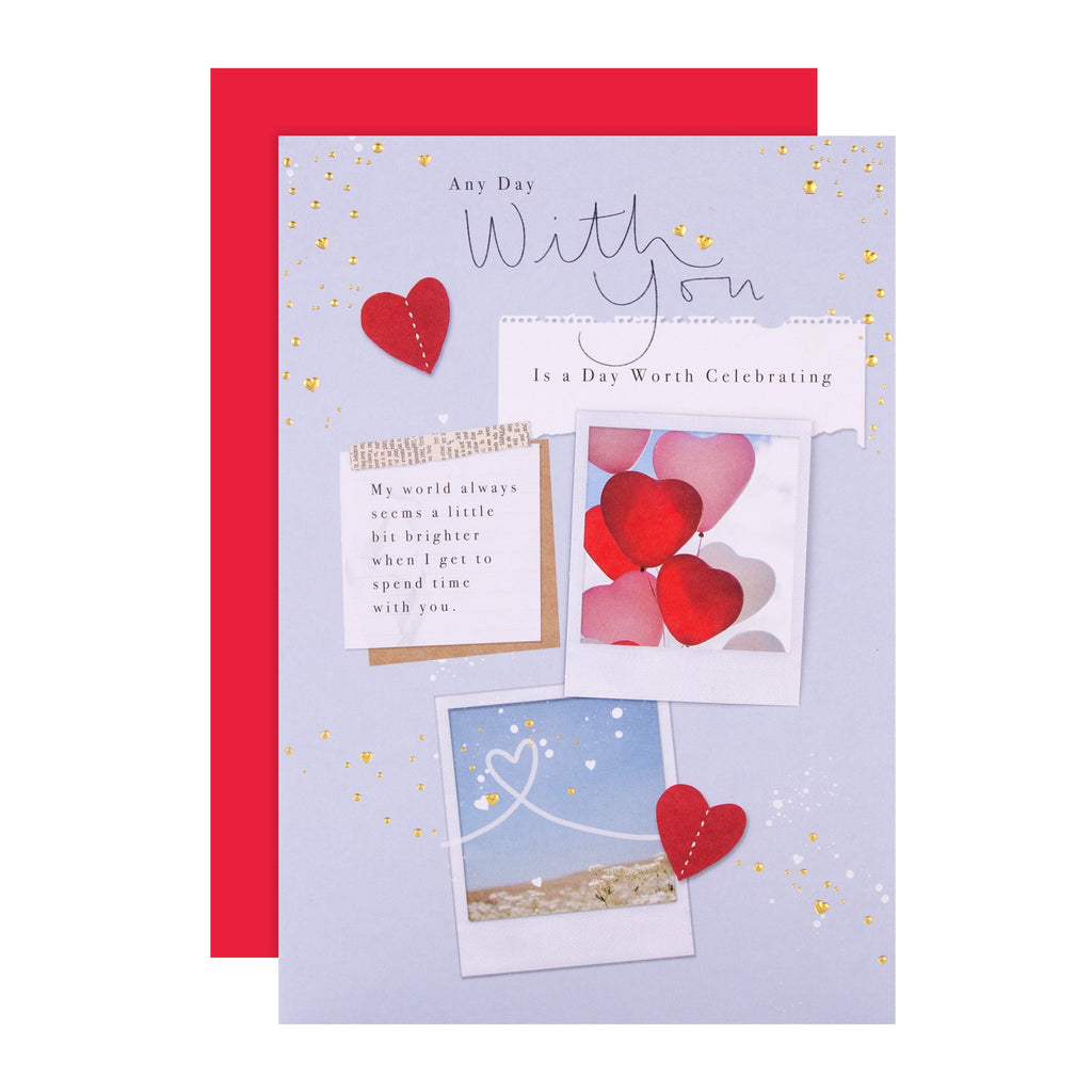 General Valentine's Day Card - Classic Love Photo Design with 3D Add On and Gold Foil