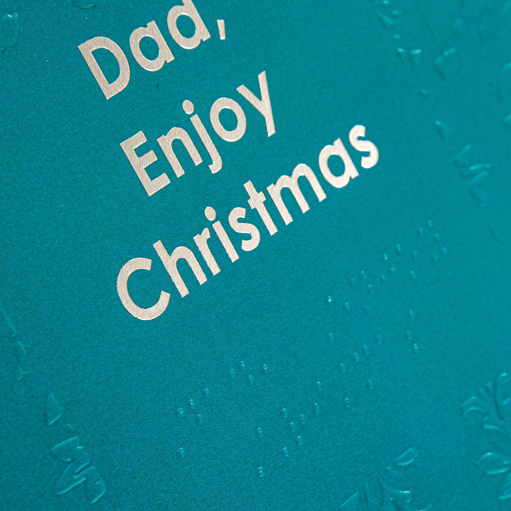 Braille Christmas Card for Dad - Contemporary Embossed Design with Silver Foil
