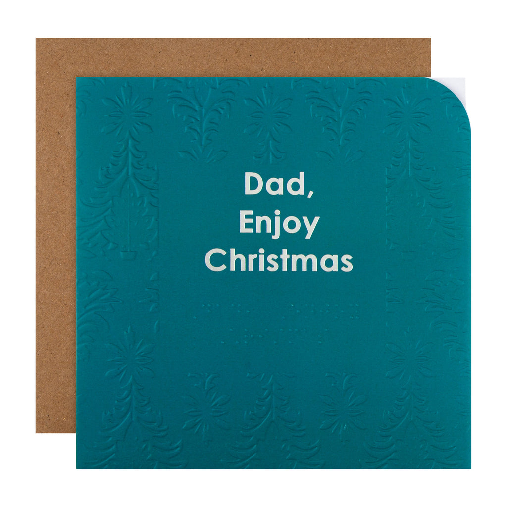 Braille Christmas Card for Dad - Contemporary Embossed Design with Silver Foil