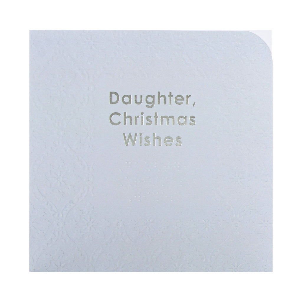 Braille Christmas Card for Daughter - Contemporary Embossed Design with Silver Foil