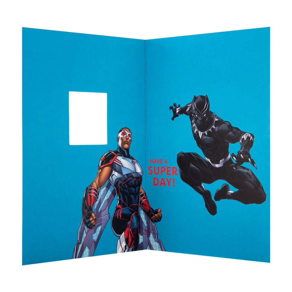 Kid's Birthday Card - Die cut Marvel Avengers Design with Silver Foil