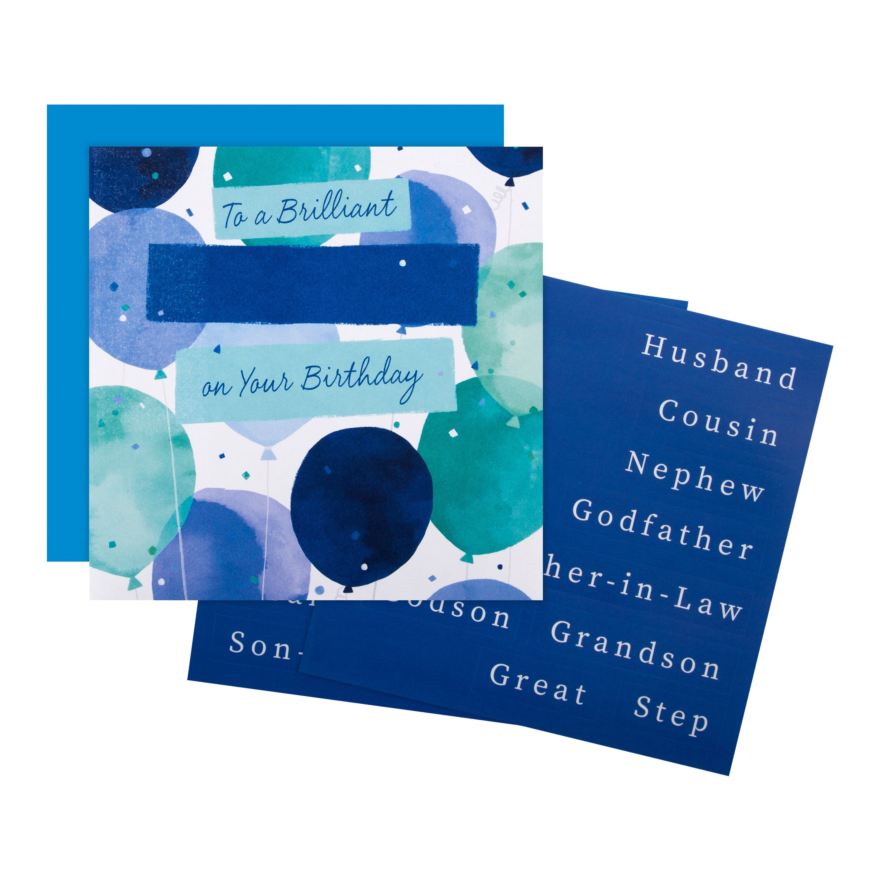 Male Birthday Card Contemporary Balloon Design Customisable Sticker Sheet