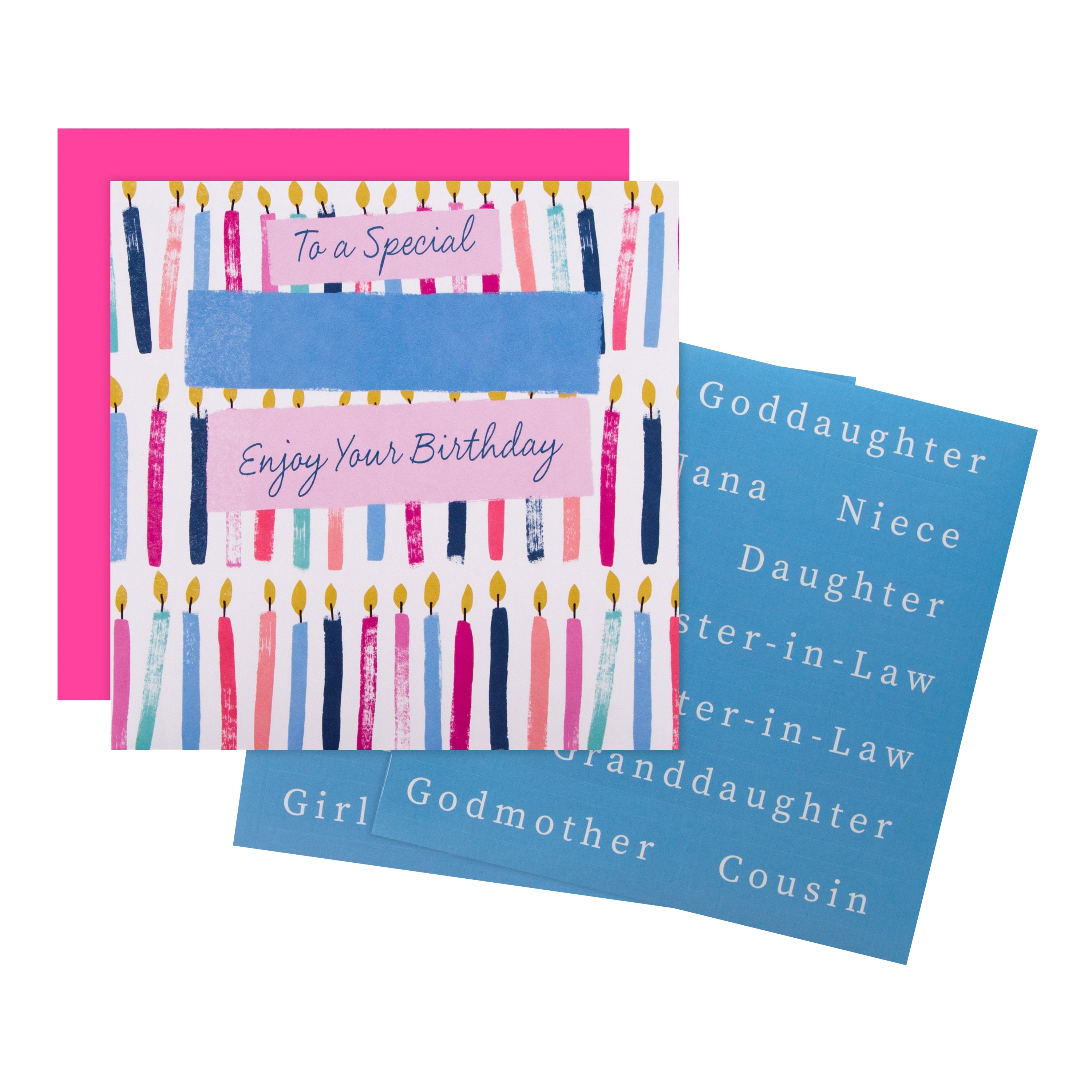 Female Birthday Card Fun Candle Design Customisable Sticker Sheet