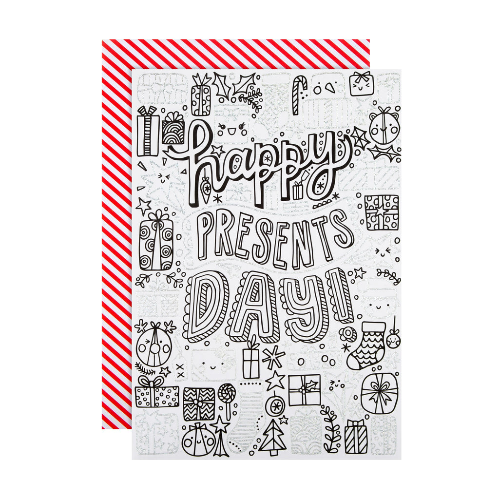 Christmas Card for Kids - Festive Crayola™ Colour In Presents Design
