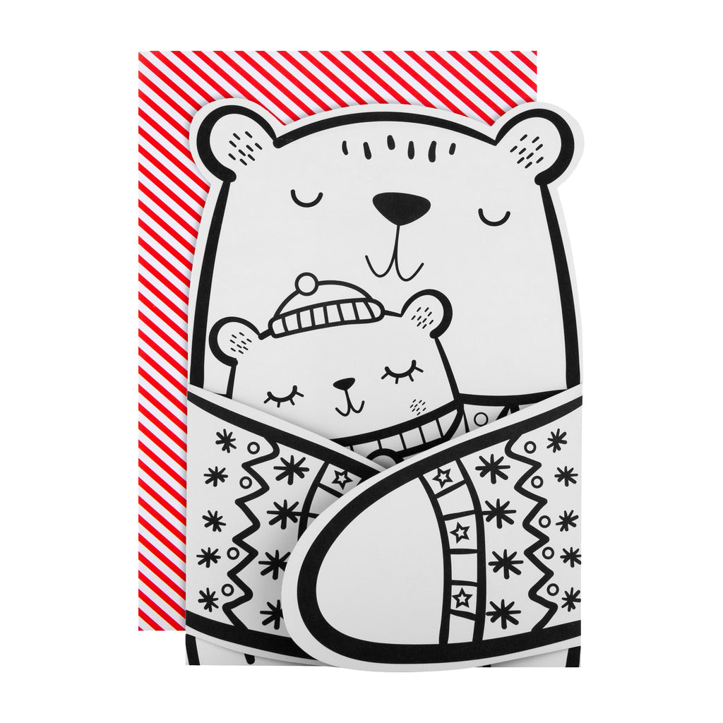 Christmas Card for Kids - Fun Crayola™ Colour In Xmas Bear Hugs Design